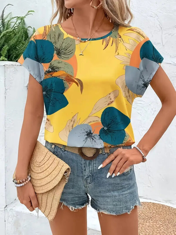 Olive - Chemisier femme élégant à motif floral et manches courtes – Image 2