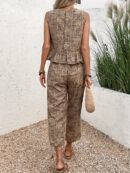 Rosemary - Ensemble élégant composé d'un haut sans manches et d'un pantalon large