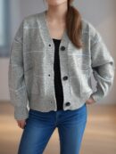 Aubrey - Cardigan rayé décontracté à manches longues, col en V et boutons
