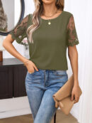 Carissa - T-shirt élégant à manches courtes avec dentelle et col rond