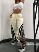 Beverly - Pantalon femme doublé en polaire avec imprimé léopard