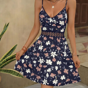 Meredith - Robe bohème à imprimé floral et col en V sans manches