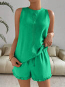 Marissa - Ensemble élégant sans manches avec col rond et short assorti