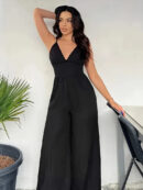 Lillian - Robe moulante élégante avec col en V et jambe large