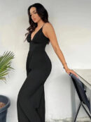 Lillian - Robe moulante élégante avec col en V et jambe large