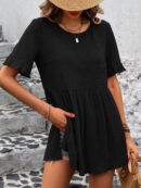 Evie - Blouse ample à col rond avec manches courtes à volants