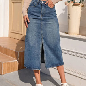 Calista - Jupe crayon en jean classique