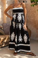 Daniella - Ensemble élégant à imprimé avec top à fines bretelles et pantalon large à encolure carrée