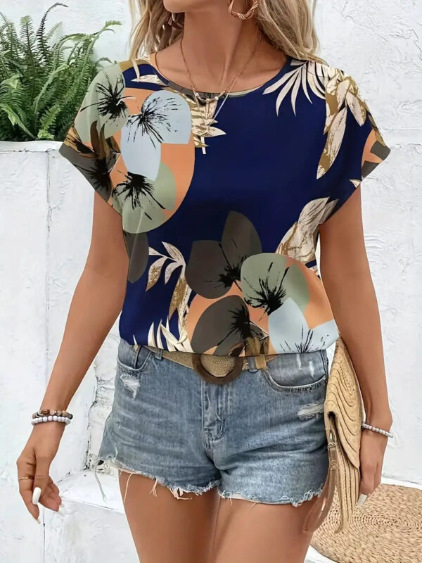 Olive - Chemisier femme élégant à motif floral et manches courtes – Image 4