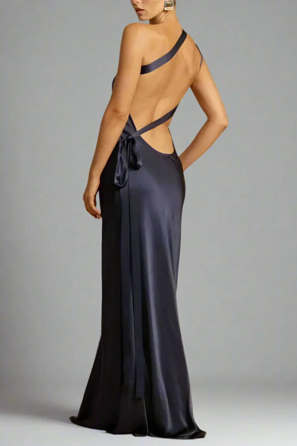 Maxine - Robe élégante dos nu à une épaule avec col incliné – Image 2