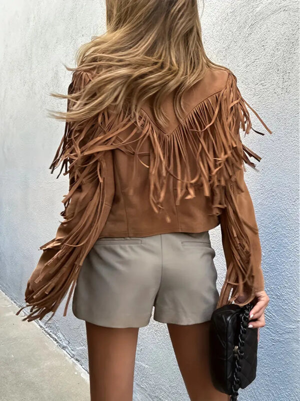 Hazel - Veste en daim à franges pour femme – Image 5