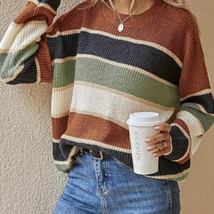 Veda - Color Block Crew Neck Sweater