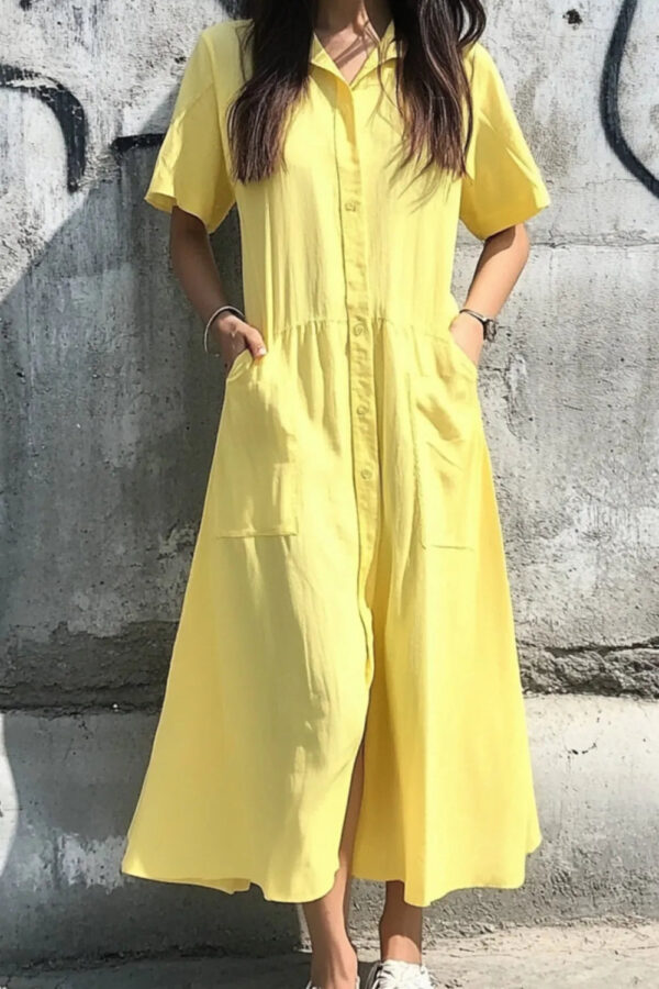Matilda - Robe décontractée à manches courtes et boutons