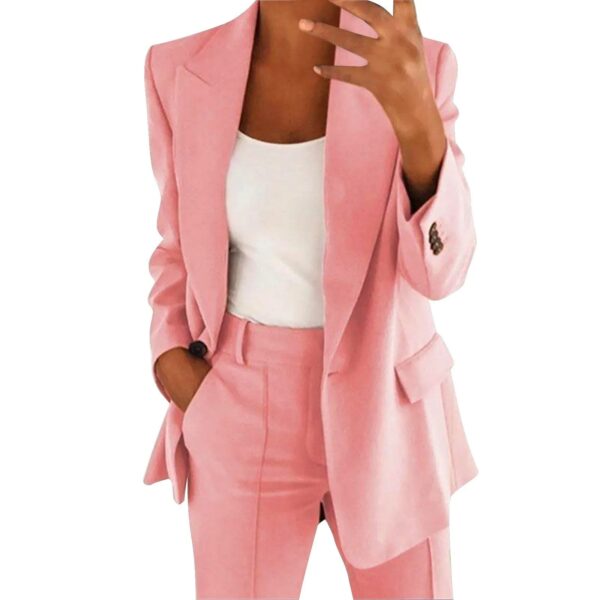 MiraSet - Ensemble tailleur femme avec blazer et pantalon de couleur unie – Image 7