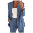 MiraSet - Ensemble tailleur femme avec blazer et pantalon de couleur unie