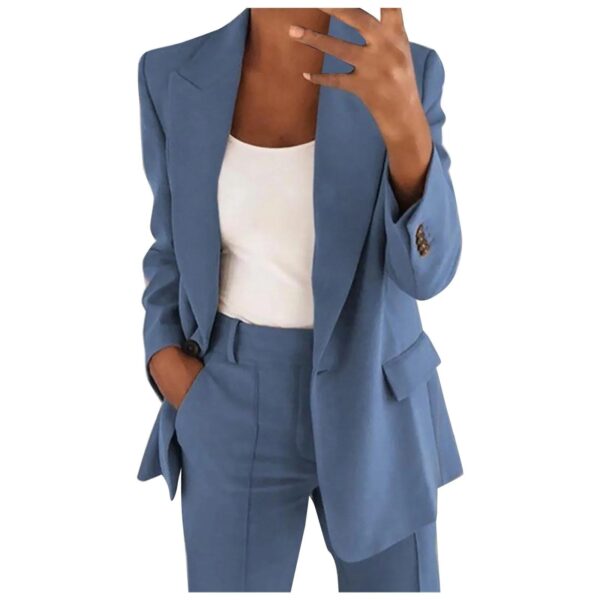 MiraSet - Ensemble tailleur femme avec blazer et pantalon de couleur unie – Image 3