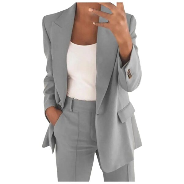 MiraSet - Ensemble tailleur femme avec blazer et pantalon de couleur unie – Image 4