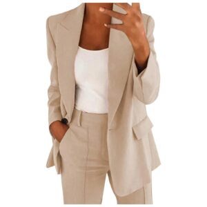 MiraSet - Ensemble tailleur femme avec blazer et pantalon de couleur unie