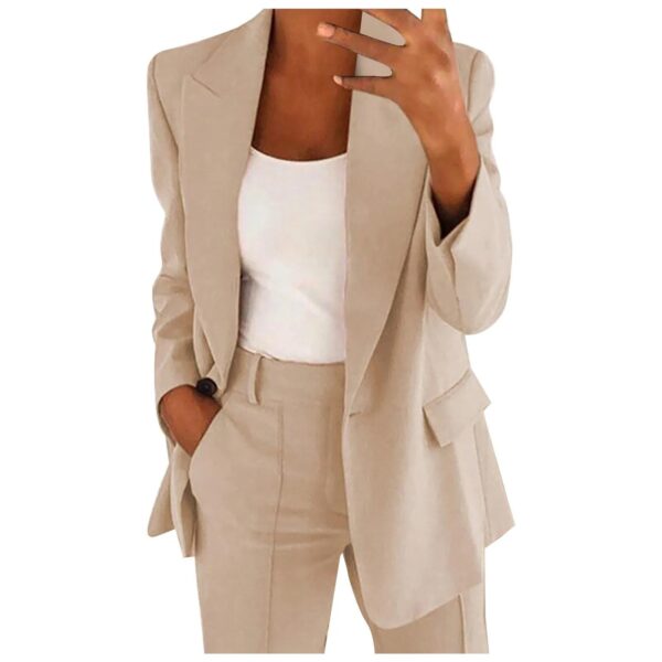 MiraSet - Ensemble tailleur femme avec blazer et pantalon de couleur unie