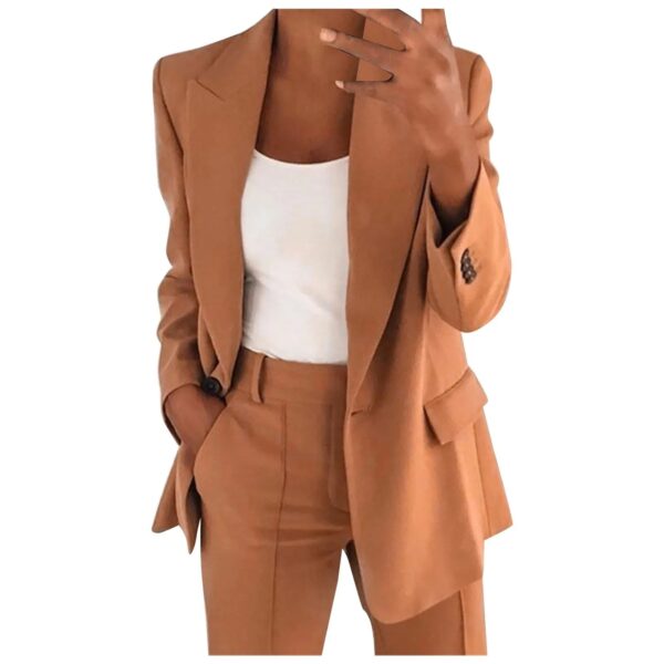 MiraSet - Ensemble tailleur femme avec blazer et pantalon de couleur unie – Image 5