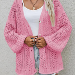 Maribel - Gilet crochet ample avec boutons sur le devant
