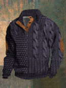 Albert - Pull rétro à col roulé en cachemire pour hommes avec col montant