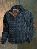 Albert - Pull rétro à col roulé en cachemire pour hommes avec col montant
