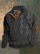 Albert - Pull rétro à col roulé en cachemire pour hommes avec col montant
