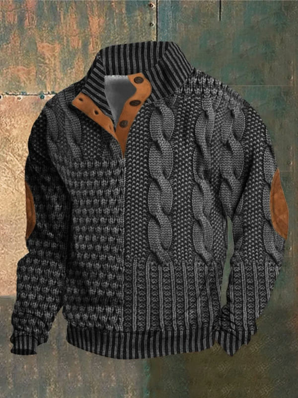 Albert - Pull rétro à col roulé en cachemire pour hommes avec col montant – Image 2