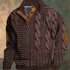Albert - Pull rétro à col roulé en cachemire pour hommes avec col montant