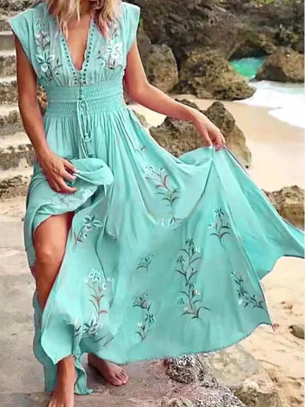Zelma - Robe longue élégante avec col en V – Image 3