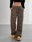 Rhoda - Pantalon de survêtement à cordon de serrage imprimé léopard pour femmes