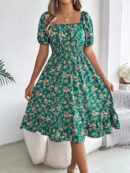 Vivian - Robe fleurie féminine à manches bouffantes