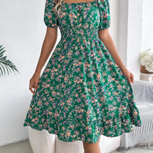 Vivian - Robe fleurie féminine à manches bouffantes