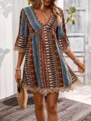 Erma - Robe élégante pour femme avec col en V et bordure en dentelle