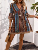 Erma - Robe élégante pour femme avec col en V et bordure en dentelle