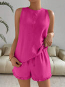 Marissa - Ensemble élégant sans manches avec col rond et short assorti