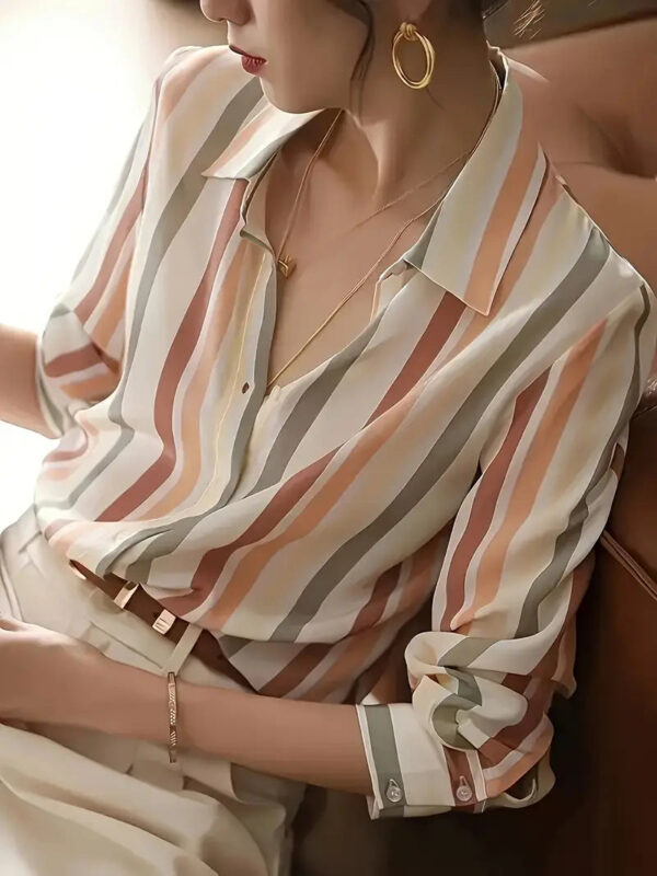Dovie - Chemise boutonnée décontractée à rayures pour femme – Image 5