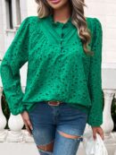 Faye - Blouse élégante à manches longues avec col rond et volants