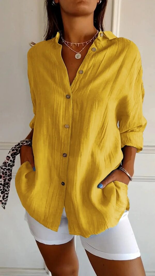 Virginia - Chemise ample à manches longues et col en V pour femme – Image 4