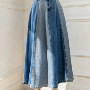 Rosalind - Jupe longue en jean patchwork pour femme