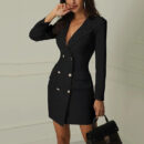 Athena - Robe blazer élégante à double boutonnage et col en V