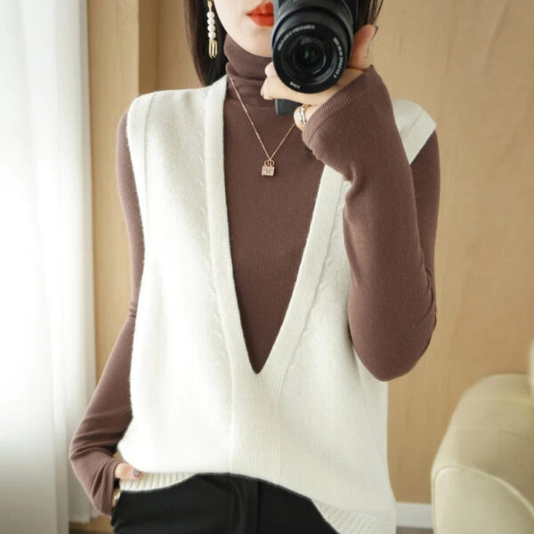 Dorothea - Gilet tricoté à la mode avec col en V – Image 5