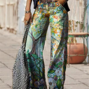 Olivette - Pantalon en Denim en Toile de Coton de Haute Qualité