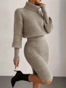 Marilyn - Robe pull en tricot à col roulé à la mode
