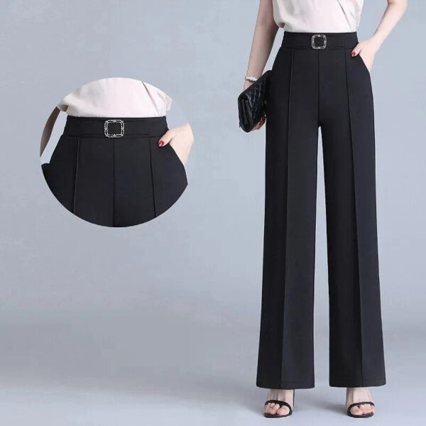 Georgia - Pantalon large taille haute en soie glacée – Image 2