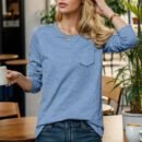 Sophronia - Chemise en coton à manches longues et col rond à la mode