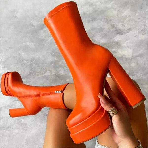 Martha - Bottes en cuir imperméables à bout carré – Image 3
