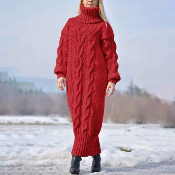 Fiona - Robe à manches longues à col roulé en maille torsadée – Image 4