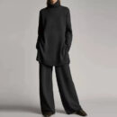 Hulda - Ensemble pull à col roulé à manches longues et pantalon large pour femmes